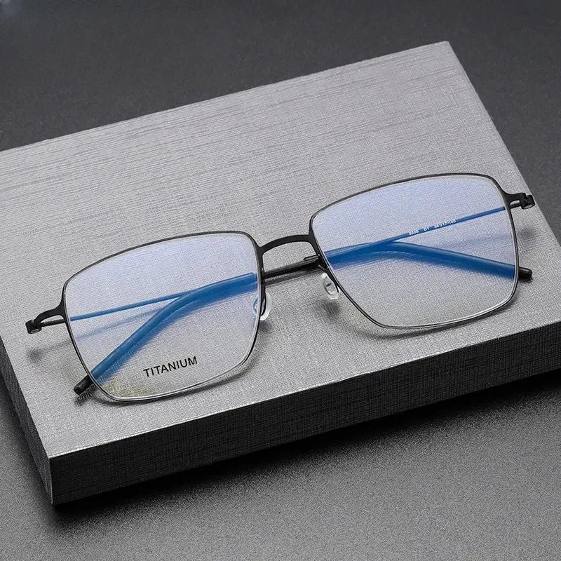 Unisex Square Full Rim Titanium Screwless Prescription Glasses 925508 — view 1 | Rx Spectacle