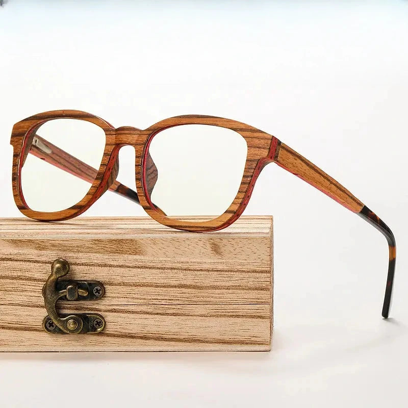 Men's Square Full Rim Wood Prescription Glasses 5636 — view 1 | Rx Spectacle