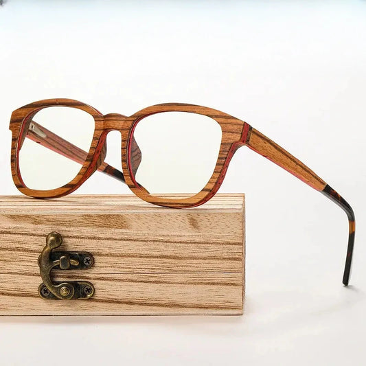 Men's Square Full Rim Wood Prescription Glasses 5636 — view 1 | Rx Spectacle