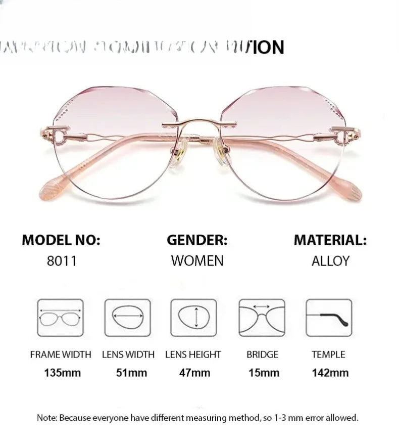 Women's Oval Rimless Titanium Flat Top Prescription Glasses 80114 — view 2 | Rx Spectacle