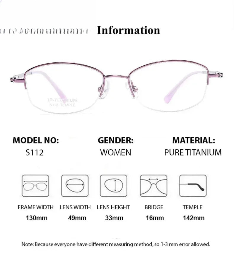 Women's Oval Semi-Rimless Titanium Prescription Glasses 19112 — view 9 | Rx Spectacle