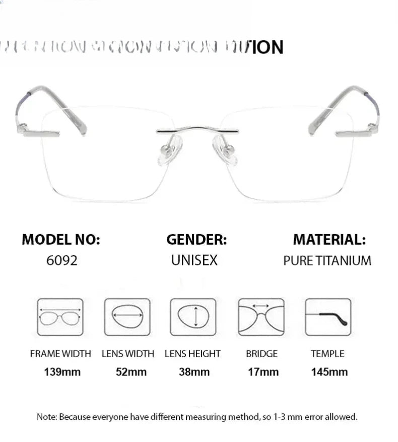 Women's Polygon Rimless Titanium Prescription Glasses 60927 — view 3 | Rx Spectacle