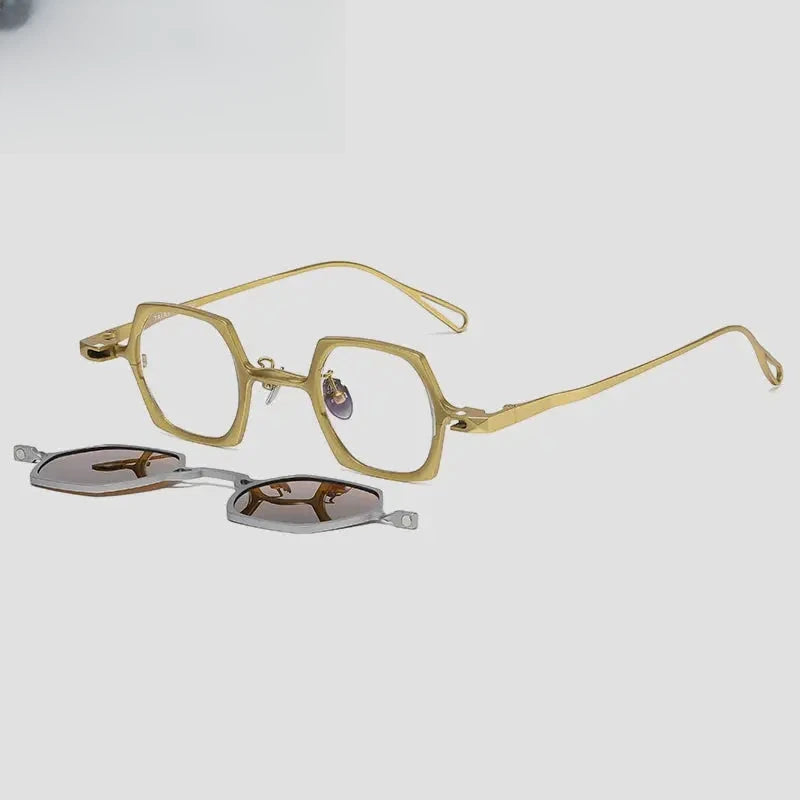 Unisex Polygon Full Rim Titanium Clip-On Prescription Glasses 1511 — view 7 | Rx Spectacle