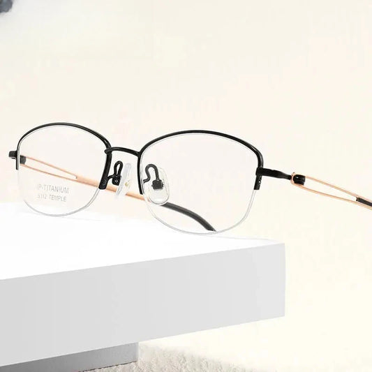 Women's Oval Semi-Rimless Titanium Prescription Glasses 19112 — view 1 | Rx Spectacle