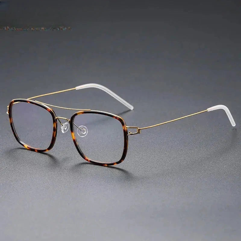 Unisex Square Full Rim Titanium Double Bridge Prescription Glasses 138185 — view 10 | Rx Spectacle