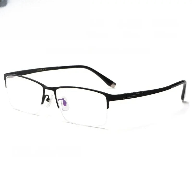 Men's Square Semi-Rimless Titanium Oversized Prescription Glasses 880186 — view 4 | Rx Spectacle