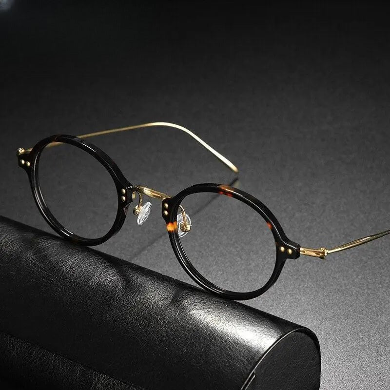 Unisex Round Full Rim Titanium Prescription Glasses Gxyj546 — view 8 | Rx Spectacle