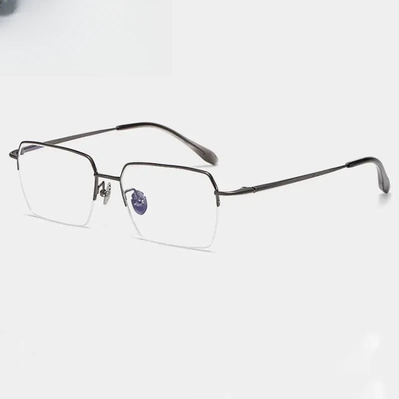 Unisex Polygon Semi-Rimless Titanium Oversized Prescription Glasses 726889 — view 5 | Rx Spectacle