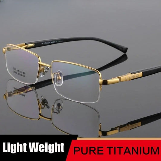 Unisex Square Semi-Rimless Titanium Prescription Glasses 9910 — view 1 | Rx Spectacle