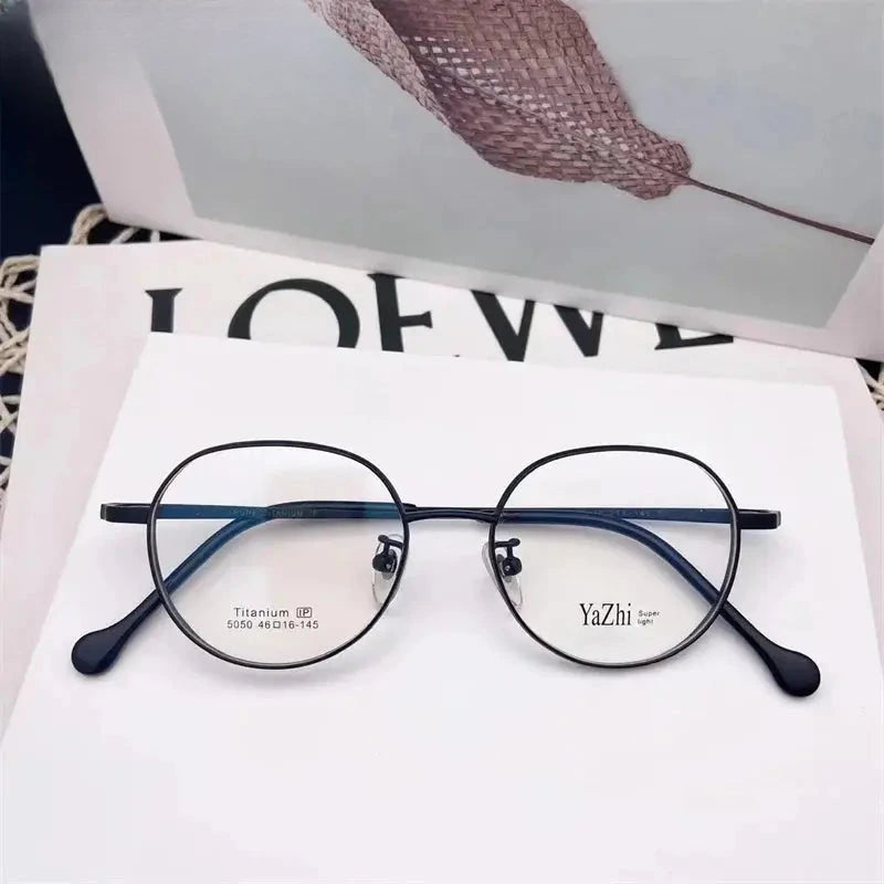 Unisex Round Full Rim Titanium Prescription Glasses 5050 — view 9 | Rx Spectacle