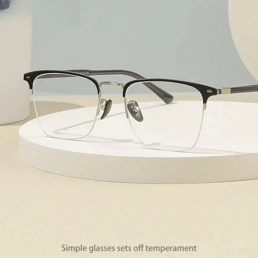 Unisex Square Semi-Rimless Alloy Reading Glasses 44888 — view 1 | Rx Spectacle
