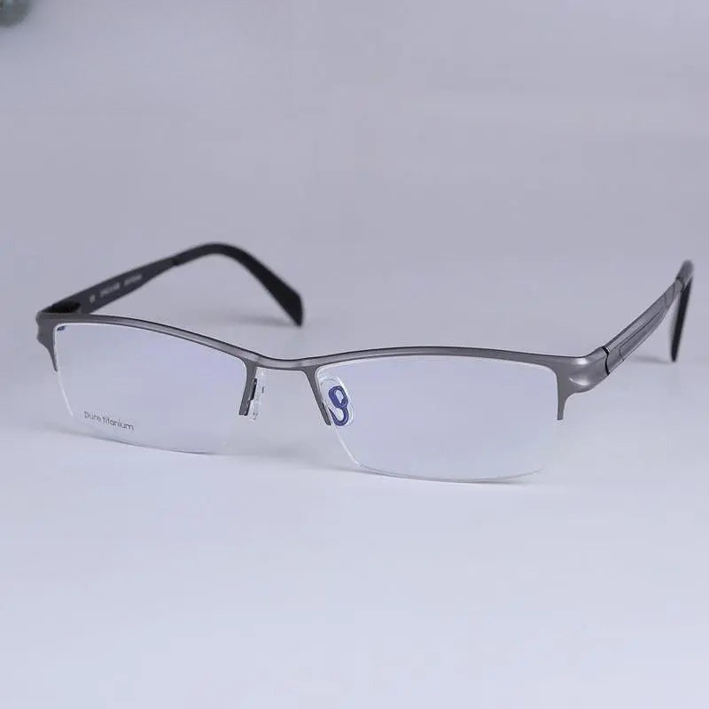 Men's Square Semi-Rimless Titanium Prescription Glasses 36027 — view 1 | Rx Spectacle
