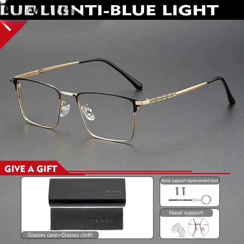 Men's Square Full Rim Titanium Reading Glasses 90271 — view 6 | Rx Spectacle