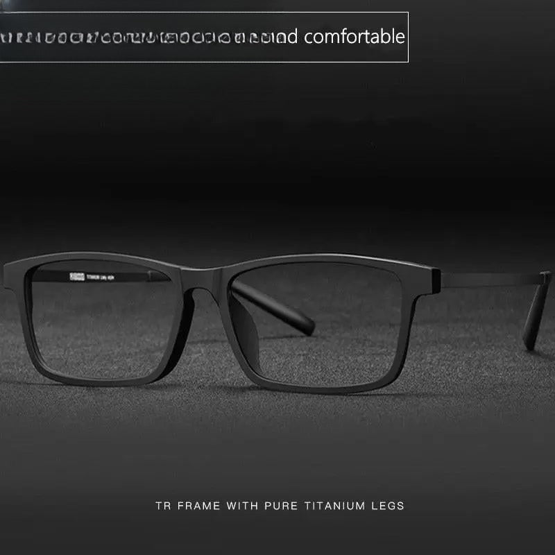 Men's Square Full Rim Titanium Prescription Glasses 8836X — view 1 | Rx Spectacle