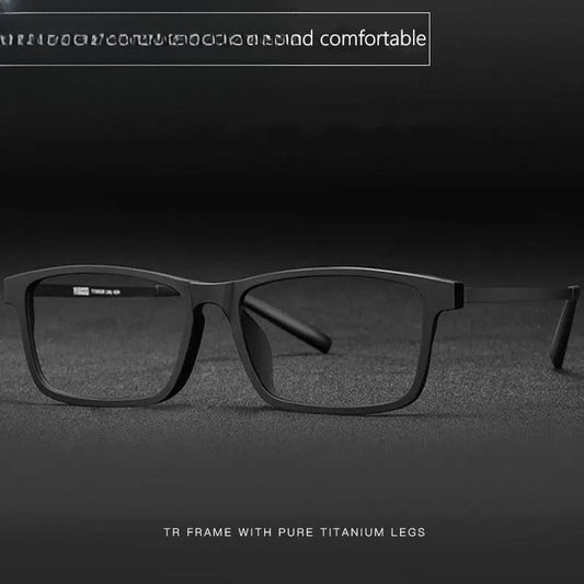 Men's Square Full Rim Titanium Prescription Glasses 8836X — view 1 | Rx Spectacle
