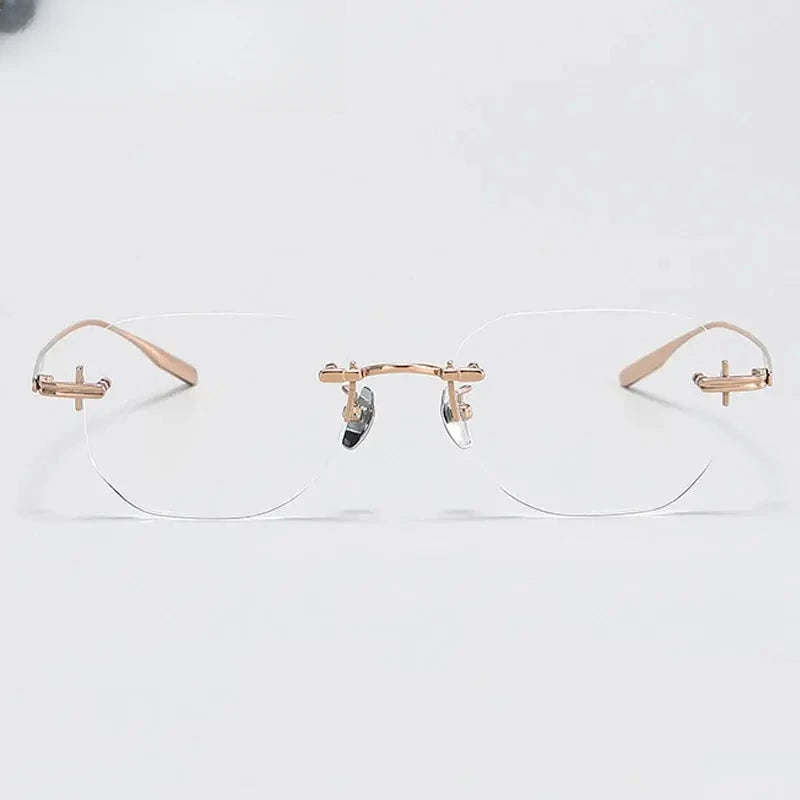 Men's Square Rimless Titanium Prescription Glasses K132 — view 2 | Rx Spectacle