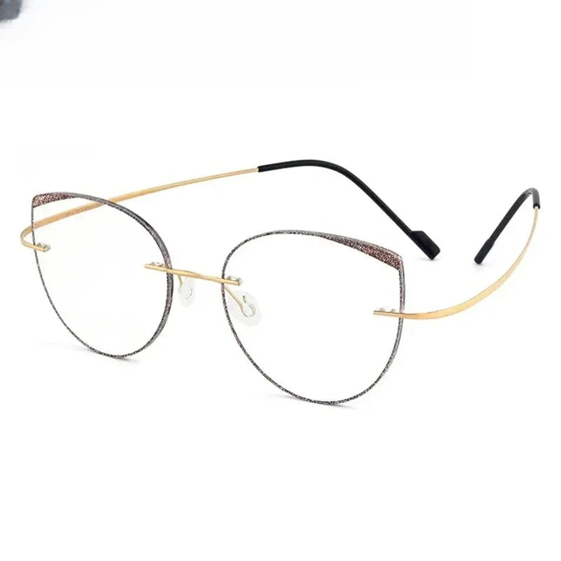 Women's Cat Eye Rimless Titanium Prescription Glasses 696074 — view 7 | Rx Spectacle