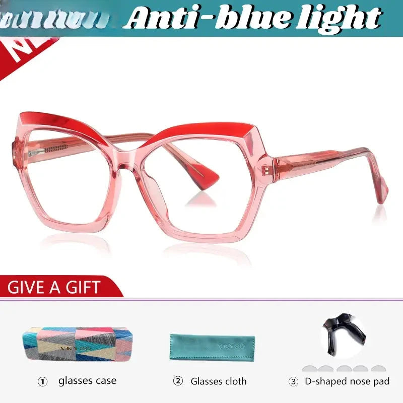 Women's Polygon Full Rim Titanium Reading Glasses 97043 — view 3 | Rx Spectacle