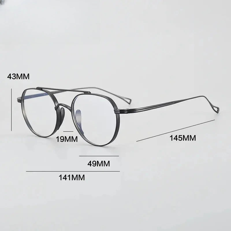 Unisex Polygon Full Rim Titanium Double Bridge Prescription Glasses 1477 — view 5 | Rx Spectacle