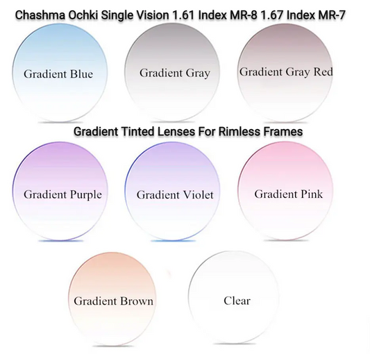 Single Vision Gradient Tint 1.61 & 1.67 Index MR 7/8 Lenses — view 1 | Rx Spectacle