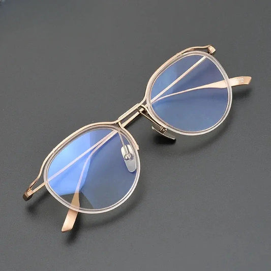 Unisex Oval Full Rim Titanium Prescription Glasses 412131 — view 1 | Rx Spectacle