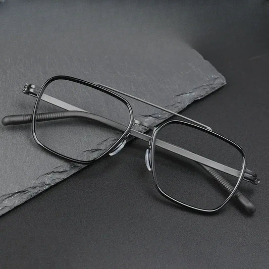 Unisex Square Full Rim Titanium Double Bridge Prescription Glasses 42988 — view 1 | Rx Spectacle