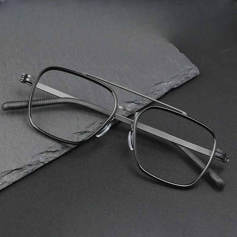 Unisex Square Full Rim Titanium Double Bridge Prescription Glasses 949808 — view 1 | Rx Spectacle