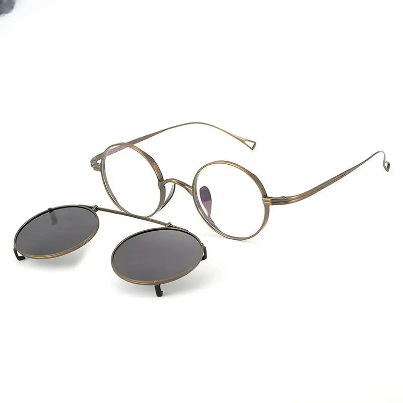 Women's Round Full Rim Titanium Clip-On Prescription Glasses 310518 — view 3 | Rx Spectacle