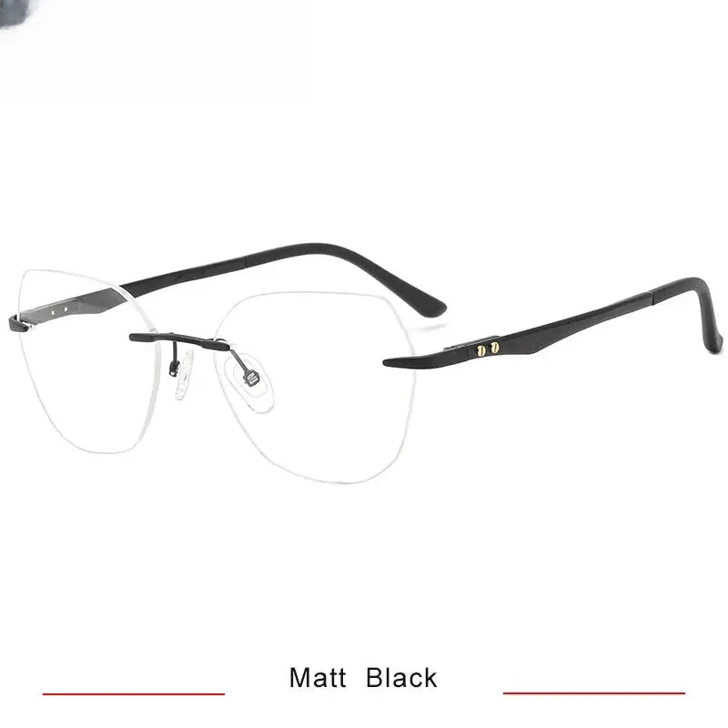 Women's Polygon Rimless Titanium Flat Top Prescription Glasses 316026 — view 5 | Rx Spectacle