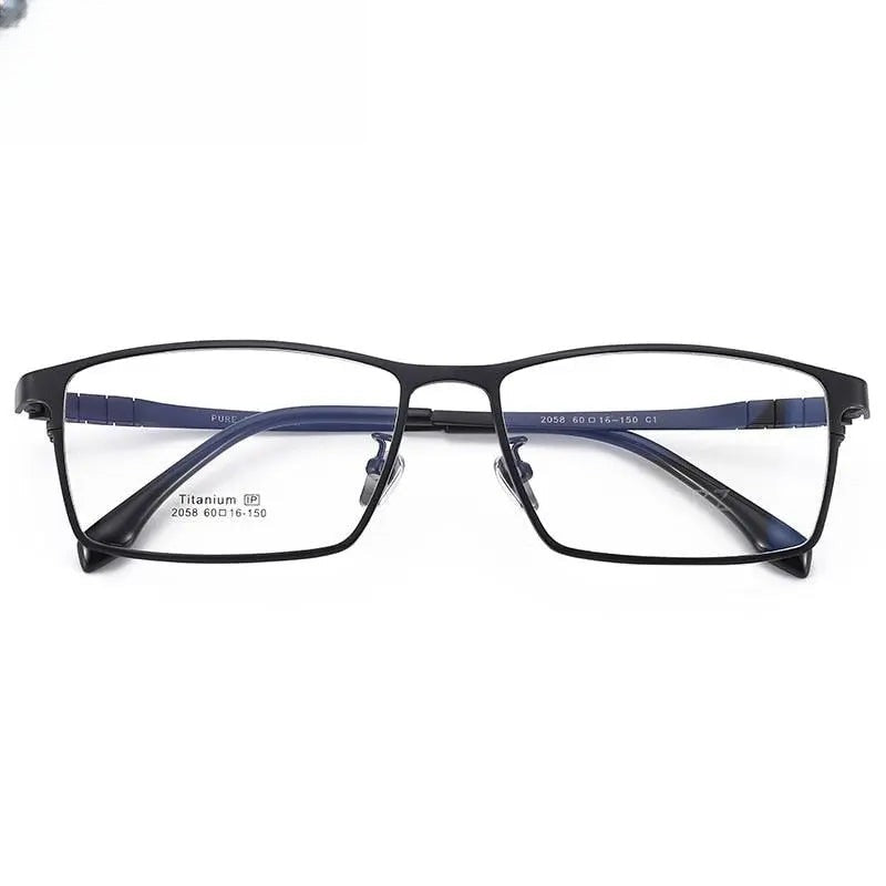 Men's Square Full Rim Titanium Prescription Glasses 2058 — view 4 | Rx Spectacle