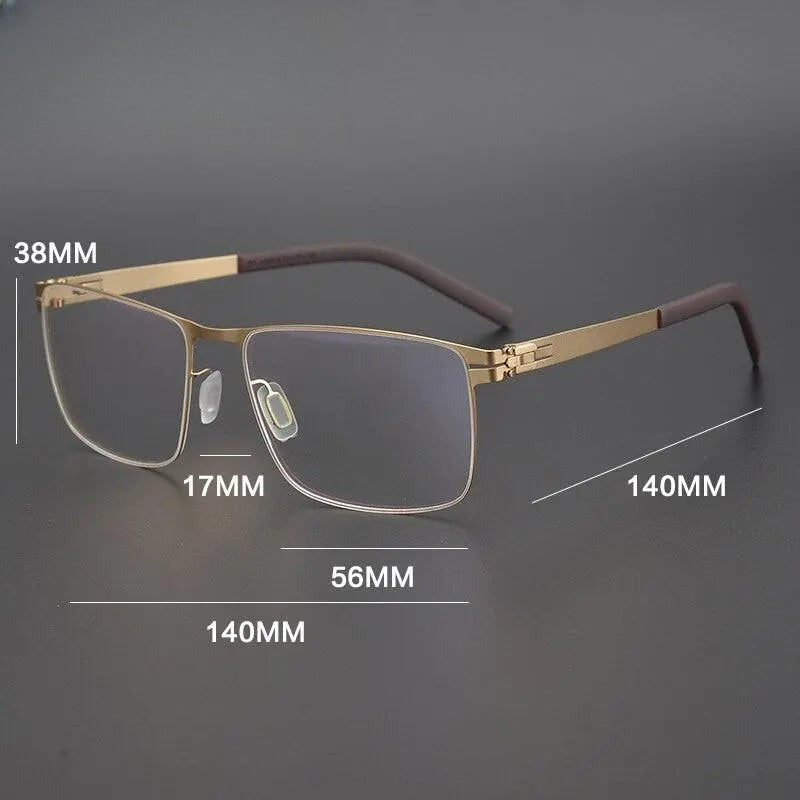 Unisex Square Full Rim Titanium Screwless Prescription Glasses Gxyj655 — view 10 | Rx Spectacle