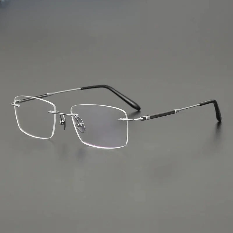 Women's Square Rimless Titanium Prescription Glasses 611287 — view 3 | Rx Spectacle
