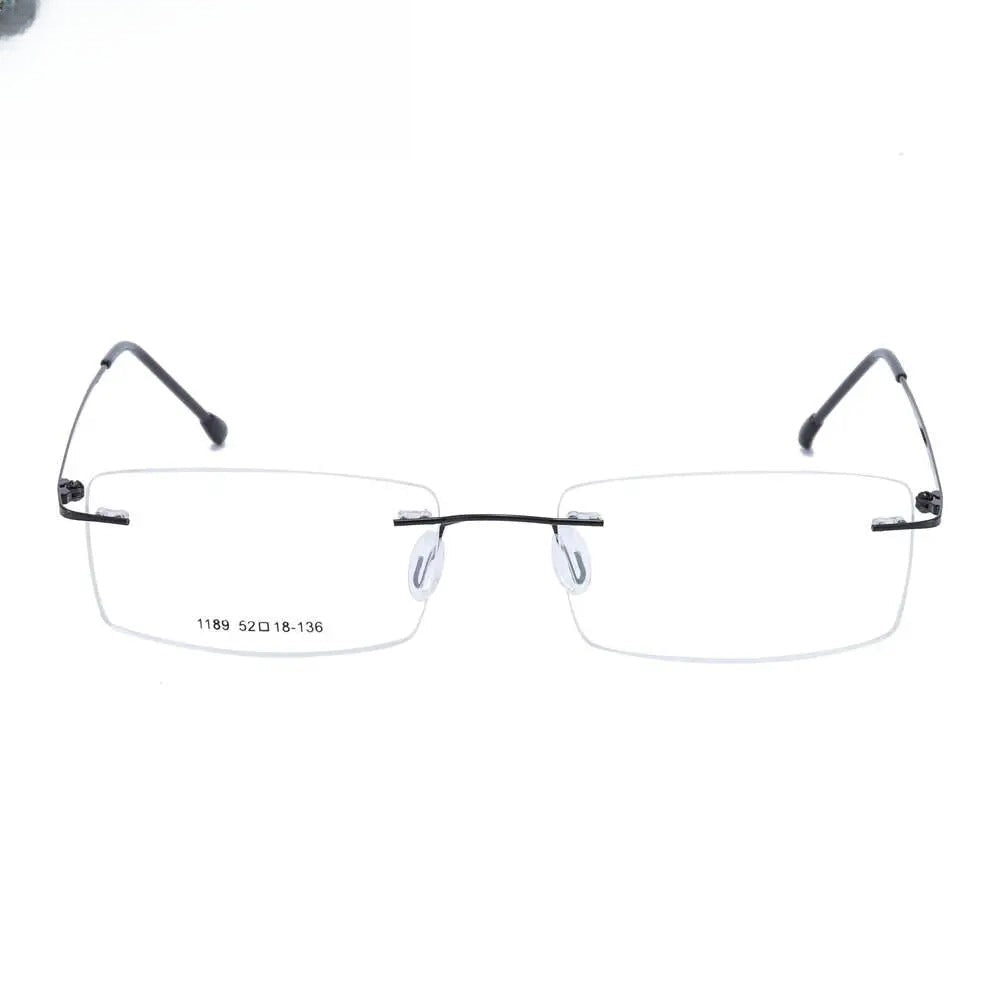 Men's Rectangular Rimless Titanium Prescription Glasses 1189 — view 9 | Rx Spectacle