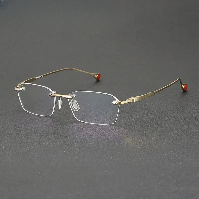 Unisex Polygon Rimless Titanium Prescription Glasses 611307 — view 1 | Rx Spectacle