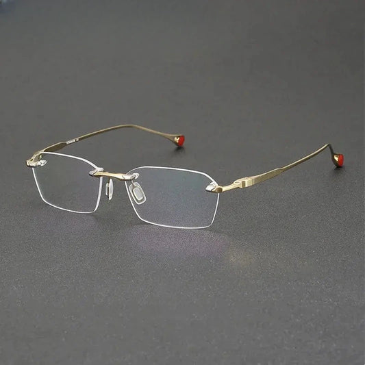 Unisex Polygon Rimless Titanium Prescription Glasses 611307 — view 1 | Rx Spectacle