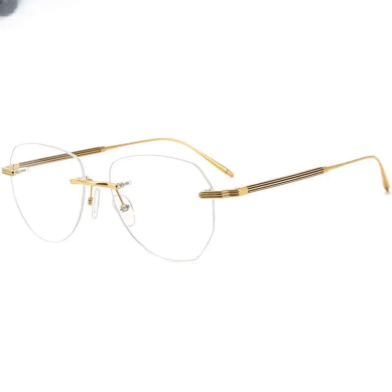 Women's Round Rimless Titanium Flat Top Prescription Glasses 16084 — view 1 | Rx Spectacle
