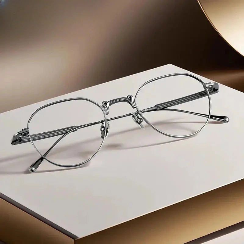 Women's Oval Full Rim Titanium Flat Top Prescription Glasses 927101 — view 1 | Rx Spectacle