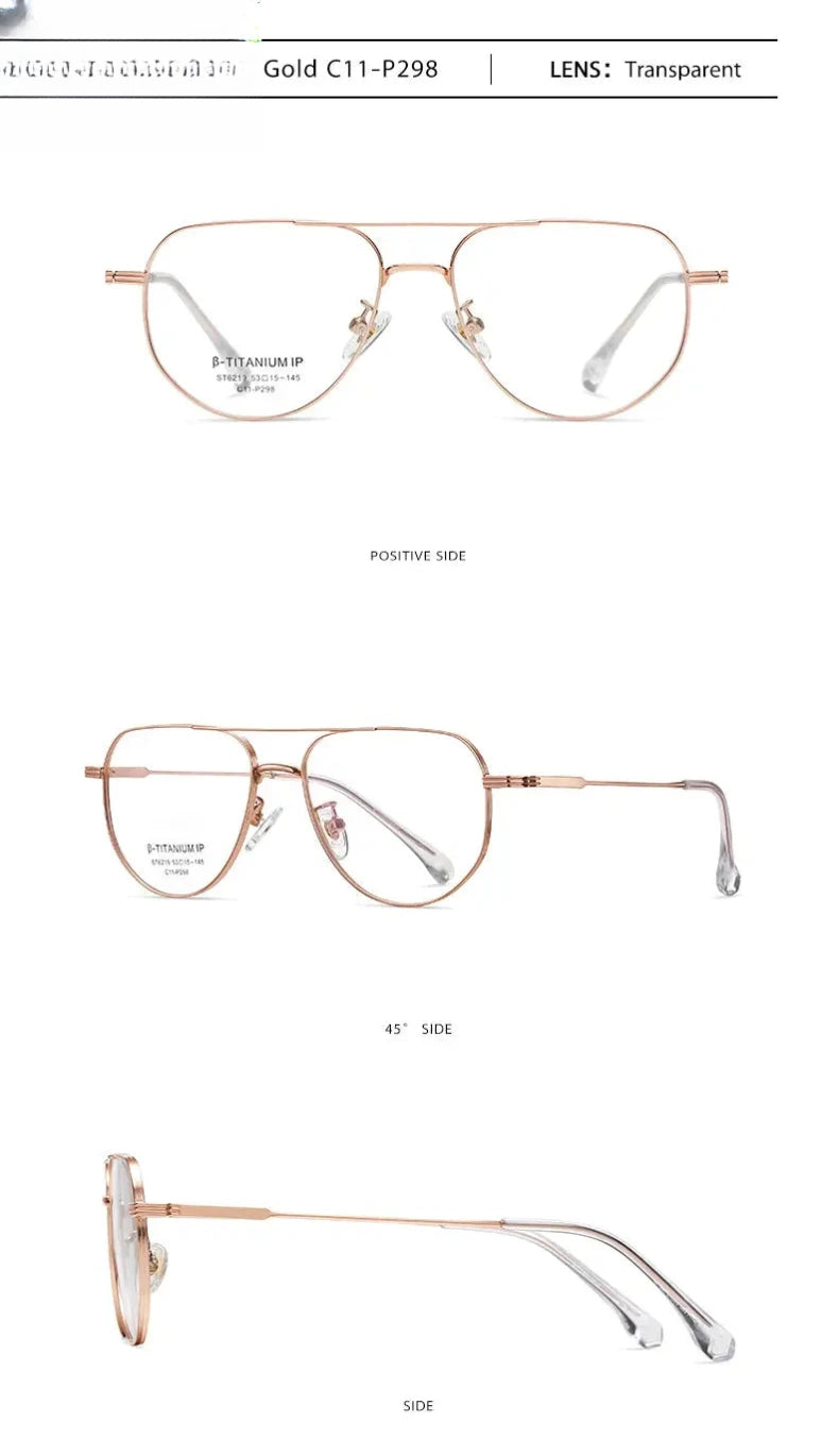 Men's Square Full Rim Titanium Double Bridge Reading Glasses St6219 — view 10 | Rx Spectacle