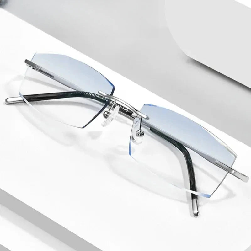 Men's Square Rimless Titanium Prescription Glasses 369012 — view 1 | Rx Spectacle