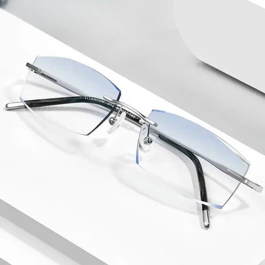 Men's Square Rimless Titanium Prescription Glasses 369012 — view 1 | Rx Spectacle