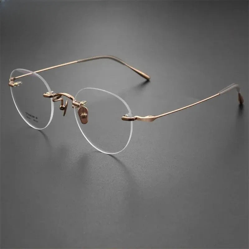 Unisex Round Rimless Titanium Prescription Glasses 2321 — view 3 | Rx Spectacle