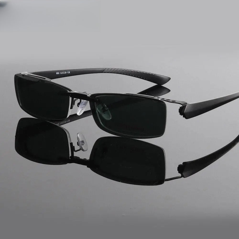 Men's Rectangular Semi-Rimless Alloy Clip-On Prescription Glasses 680 — view 8 | Rx Spectacle