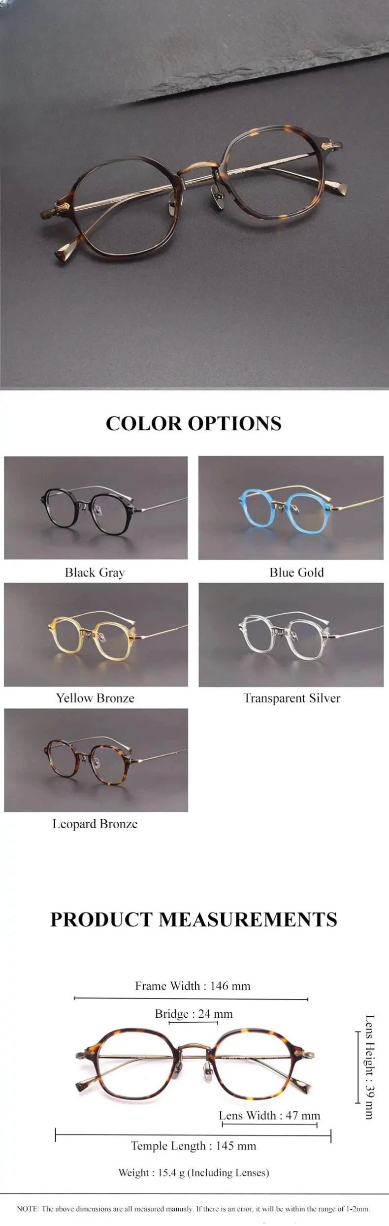 Unisex Oval Full Rim Titanium Prescription Glasses 624183 — view 2 | Rx Spectacle