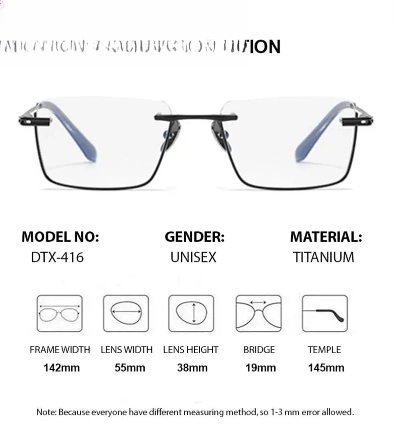 Unisex Square Semi-Rimless Titanium Prescription Glasses 842416 — view 2 | Rx Spectacle