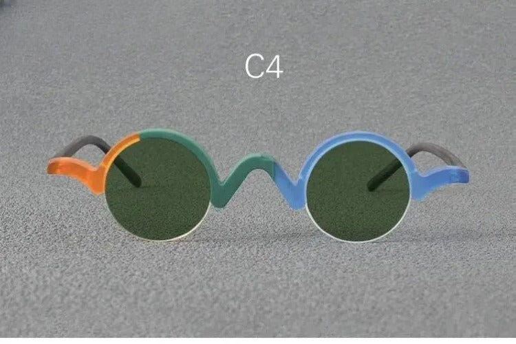 Unisex Round Semi-Rimless Acetate Prescription Glasses — view 10 | Rx Spectacle