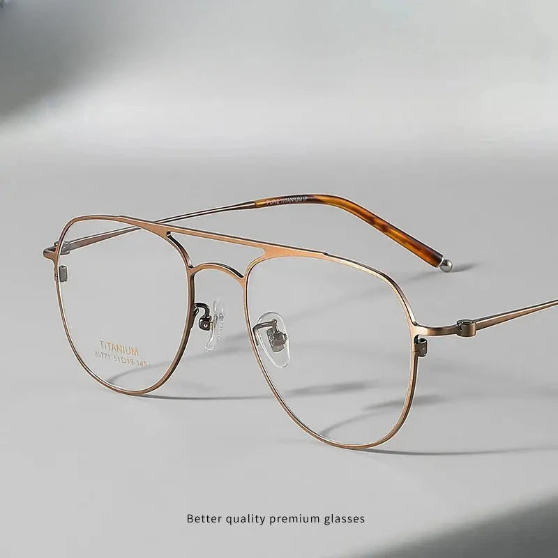 Unisex Oval Full Rim Titanium Double Bridge Prescription Glasses 89771 — view 1 | Rx Spectacle