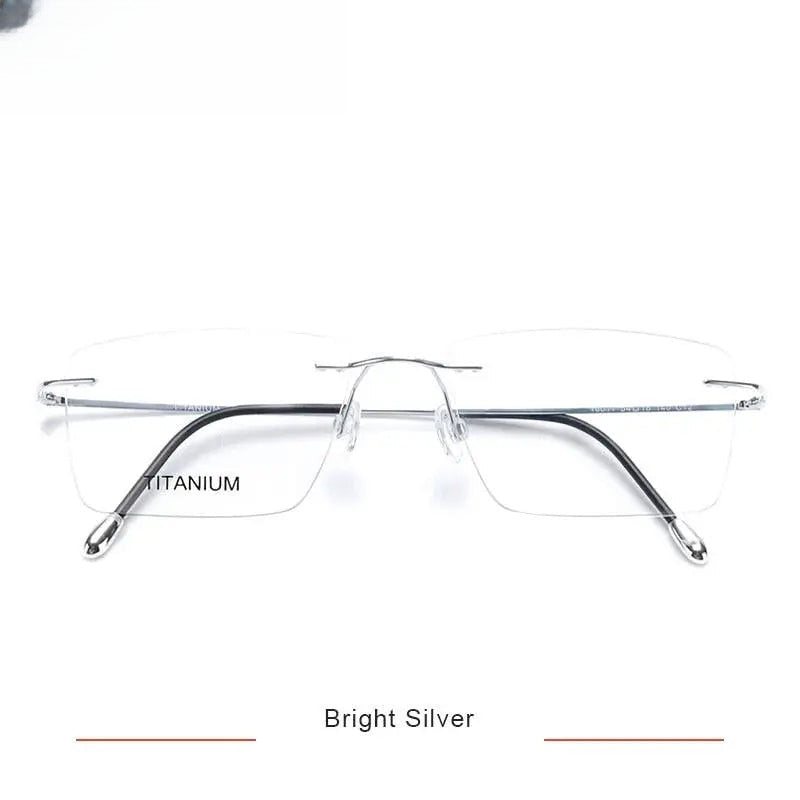 Unisex Square Rimless Titanium Prescription Glasses Kr16011 — view 8 | Rx Spectacle