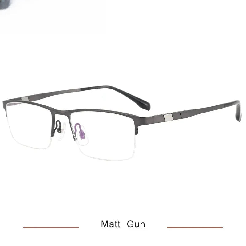 Unisex Square Semi-Rimless Titanium Prescription Glasses 30279 — view 3 | Rx Spectacle