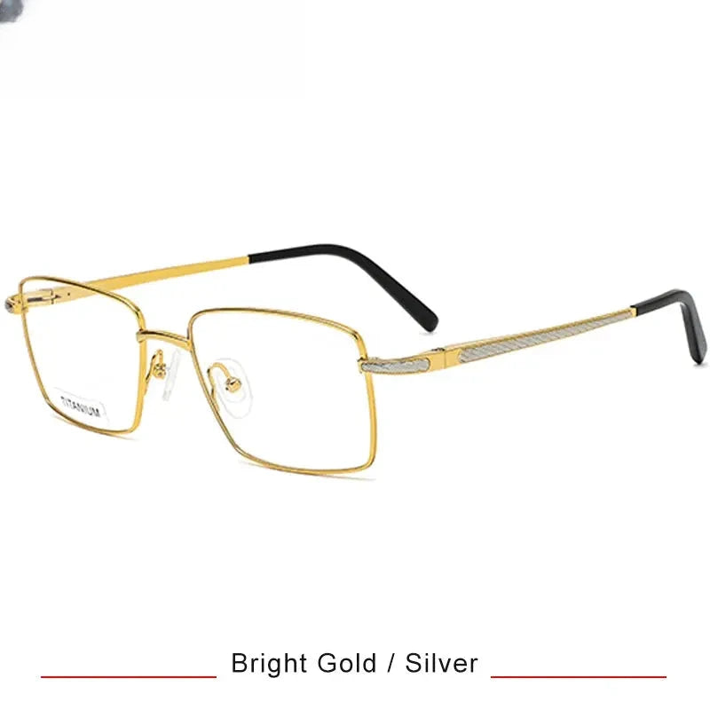 Men's Square Full Rim Titanium Oversized Prescription Glasses 50021 — view 4 | Rx Spectacle