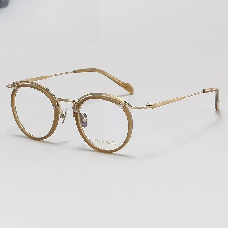 Unisex Round Full Rim Titanium Prescription Glasses Gxyj1069 — view 5 | Rx Spectacle